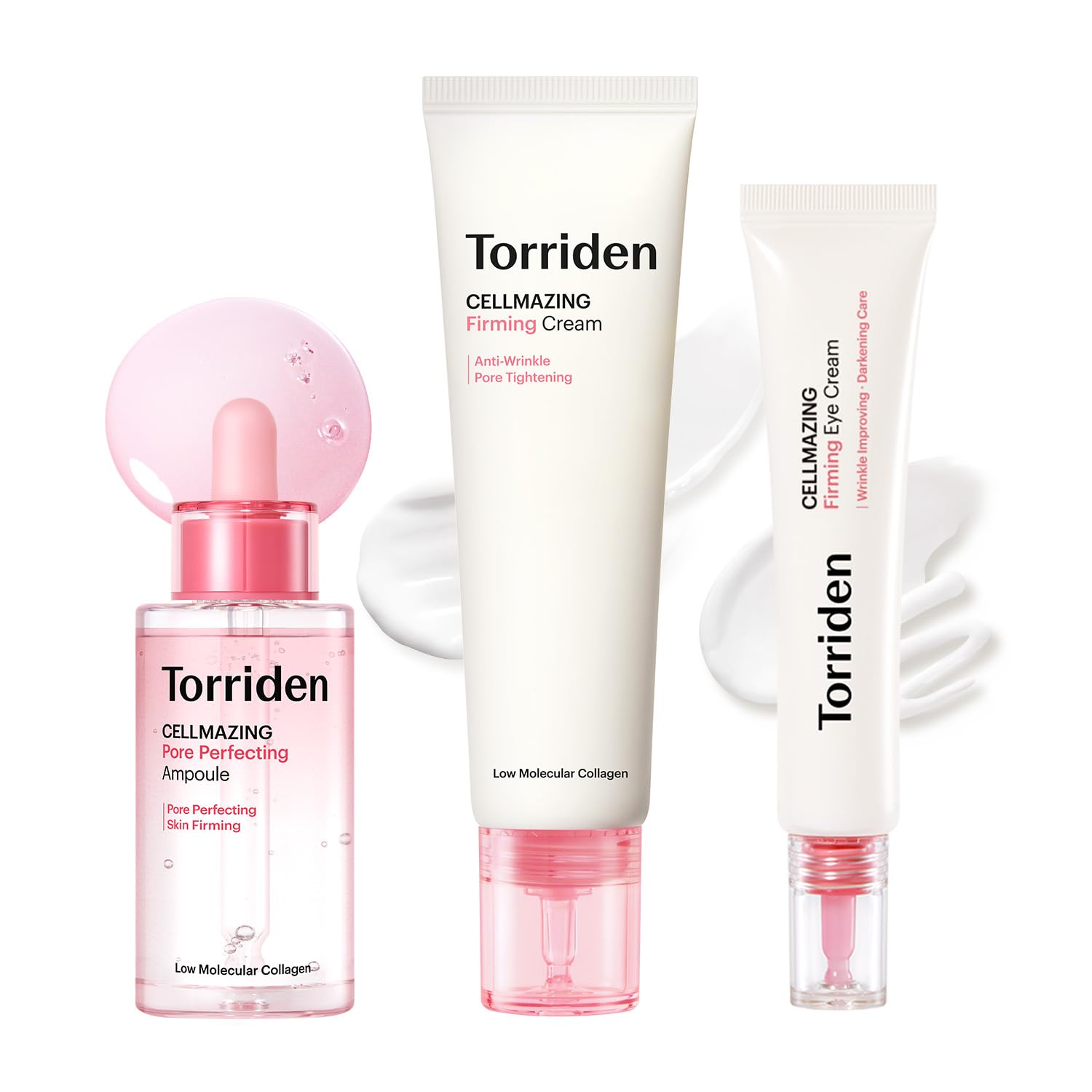 Torriden CELLMAZING Pore Perfecting Ampoule 1.01 fl.oz. + CELLMAZING Firming Cream 2.02 fl.oz. + CELLMAZING Firming Eye Cream 1.01 fl.oz | Improving Skin Elasticity | 5D Collagen Complex