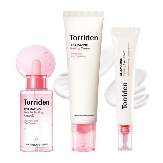 Torriden CELLMAZING Pore Perfecting Ampoule 1.01 fl.oz. + CELLMAZING Firming Cream 2.02 fl.oz. + CELLMAZING Firming Eye Cream 1.01 fl.oz | Improving Skin Elasticity | 5D Collagen Complex