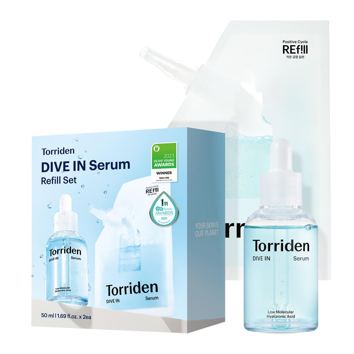 Torriden DIVE IN Hyaluronic Acid Serum 50ml (1.69 fl.oz.) | Deep Hydration to Get Glow Skin | Hyaluronic Acid, Panthenol, Allantoin | Korean Facial Serum
