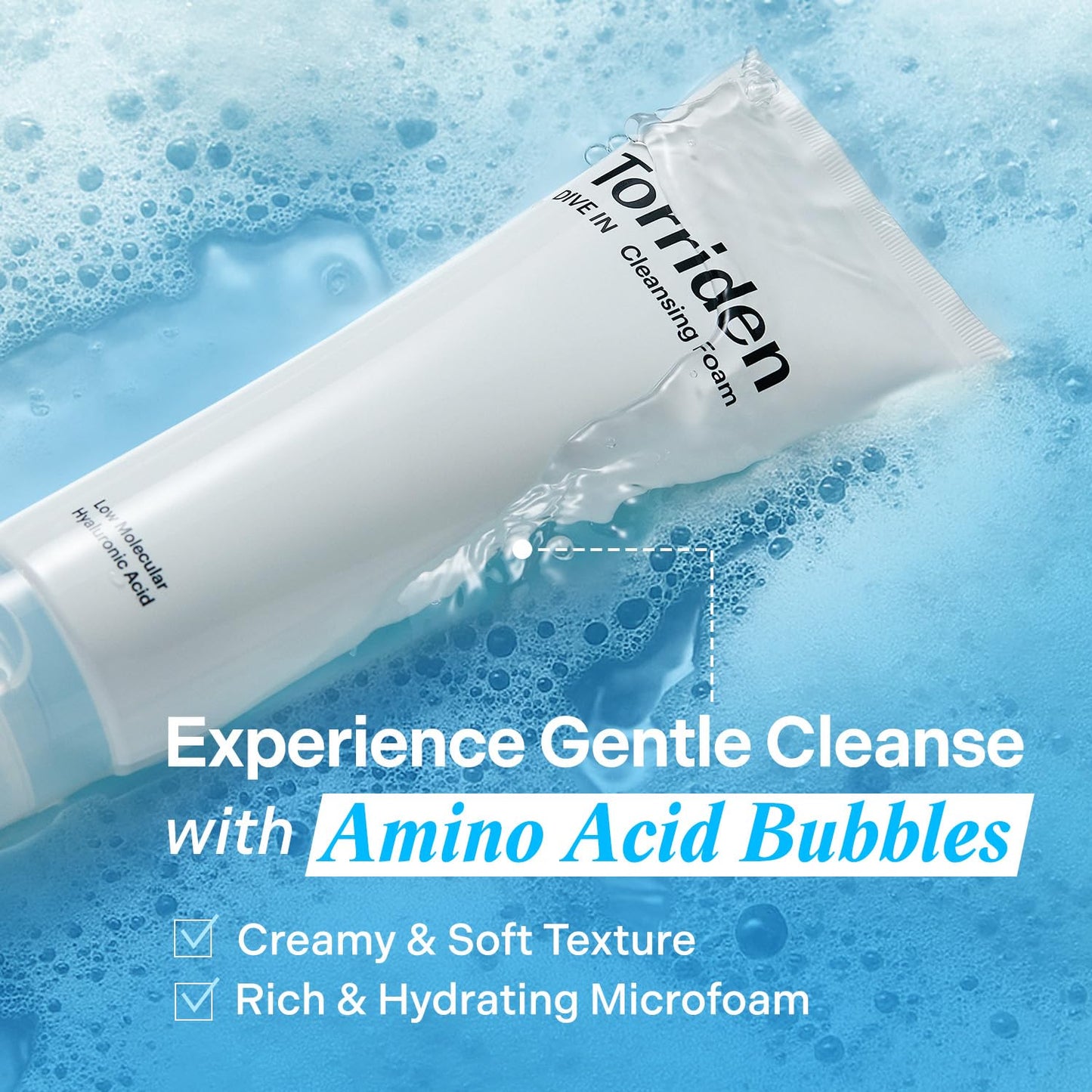 Torriden DIVE IN Cleansing Foam Face Wash 150ml (5.07 fl.oz.) | Hydrating Daily Facial Cleanser for All and Sensitive Skin | Hyaluronic Acid, Panthenol, Allantoin