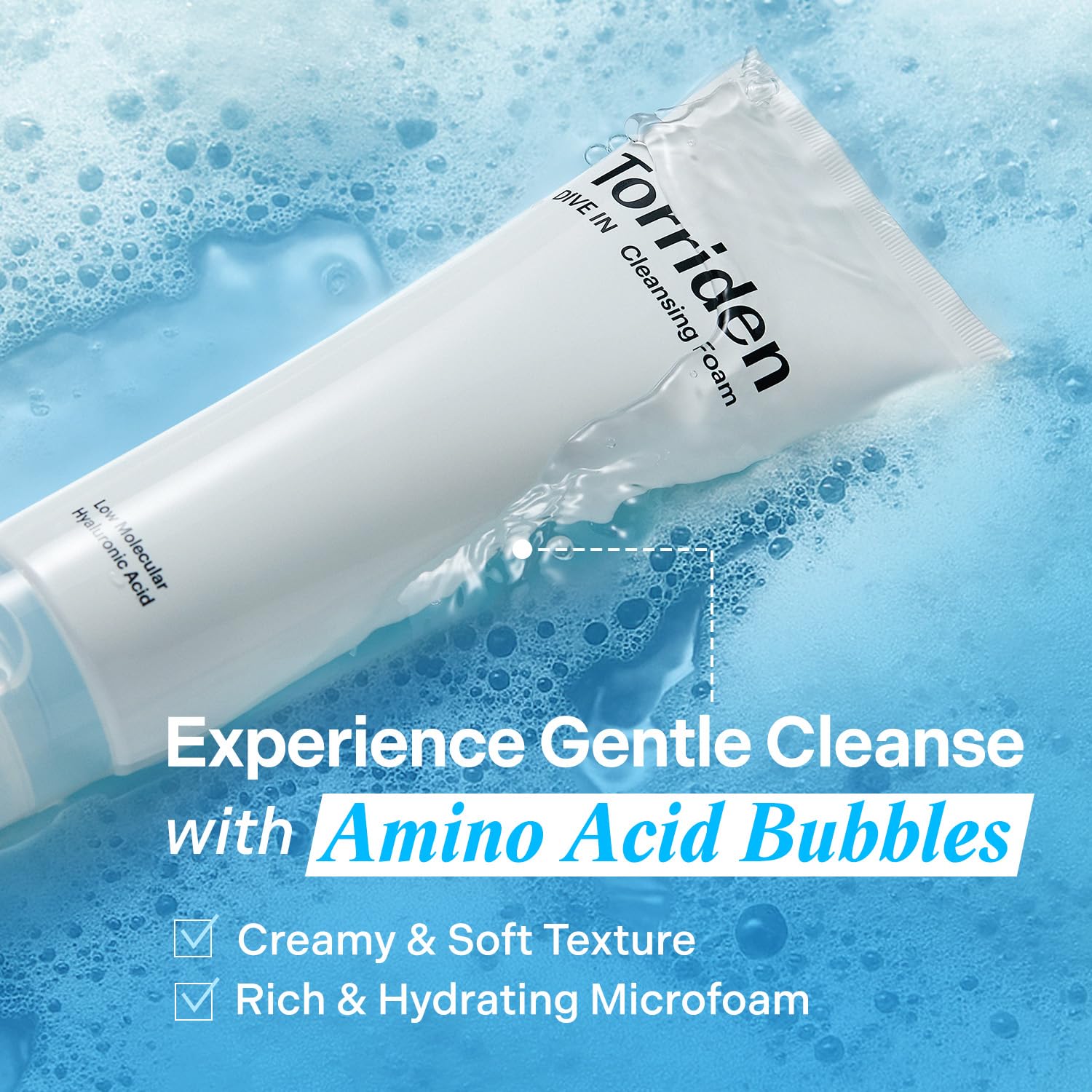 Torriden DIVE IN Cleansing Foam Face Wash 150ml (5.07 fl.oz.) | Hydrating Daily Facial Cleanser for All and Sensitive Skin | Hyaluronic Acid, Panthenol, Allantoin