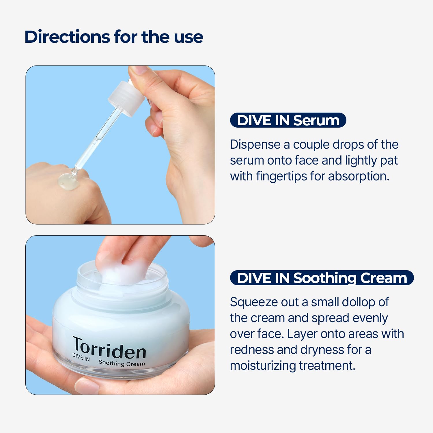 Torriden DIVE IN Serum 1.69 fl.oz. + Soothing Cream (Jar) 3.38 fl.oz. | Hyaluronic Acid Care Set | Deep Hydrating Skin Care to Get Glass Skin