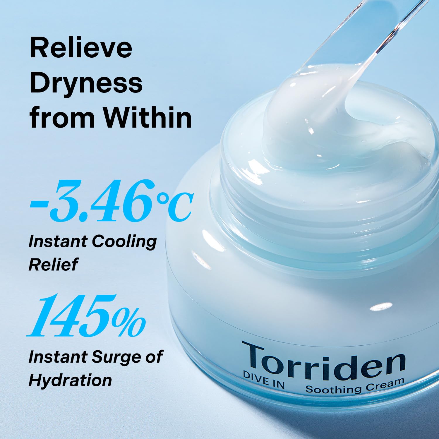 Torriden DIVE IN Hyaluronic Acid Soothing Cream 100ml (3.38 fl. oz) | Revitalizing Facial Moisturizer for Sensitive and Dry Skin | Hyaluronic Acid, Panthenol, Allantoin
