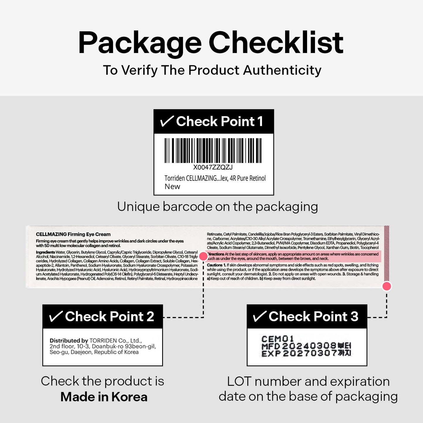 Torriden CELLMAZING Collagen Firming Eye Cream 30ml (1.01 fl.oz) | Wrinkle Improvement and Dark Circles Care | 5D Collagen Complex, 4R Pure Retinol